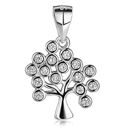 MATERIA by Matthias Wagner Tree of Life Necklace 925 Silver Women's Pendant with Zirconia, Silver Cubic Zirconia