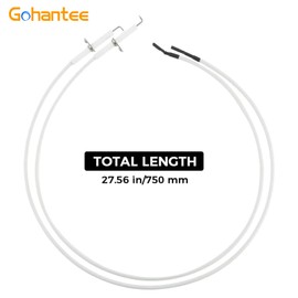 gohantee Igniter Ceramic Electrode, 2PCS Ceramic Igniter Electrode Replacement Parts, 27.5 inch Ignition Wire & Ceramic Spark Plug Ignition Electrode for BBQ Grill Burner Heater Fireplace