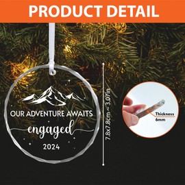 La Boda Engagement Ornament 2024, Our Adventure Awaits Engaged Ornaments, Keepsake Ornaments, Wedding Ornaments, 1st Engaged Glass Ornament, Christmas Wedding Gifts for Couples 2024