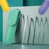 Luxury Leather Case Ear Cleaning Kit (6 Tools + Portable Case, Total 7 Pieces) Ear Pick Green 10ea
