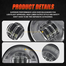 Akmties Road king Passing Light 4.5 led Fog Lamps for Motorcycles Auxiliary Light Bulb Motorcycle Projector Driving Lamp (Silver)