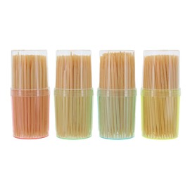 Premium Toothpicks, Toothpicks, Toothpicks, Cocktail Sticks Made of Untreated Wood, Perfect for Daily Use, for Dental Hygiene, Appetizing, Crafts (4 x 120 Pieces in Coloured Mini Tin)