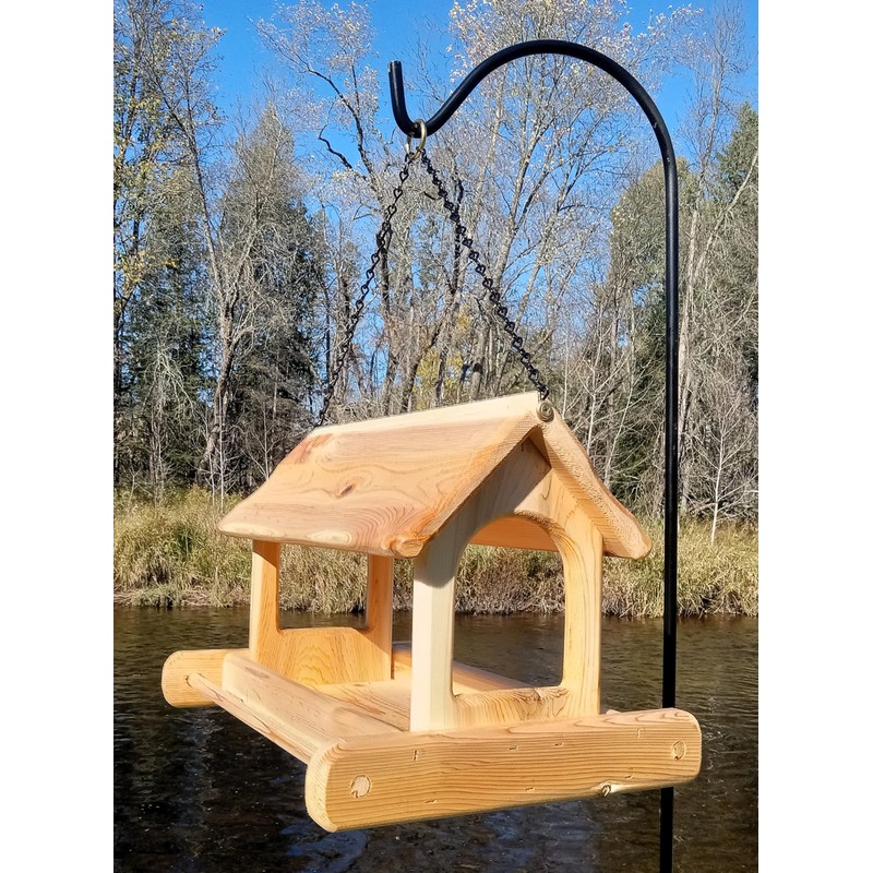 16 Inch Hanging Cedar Wood Arched Fly Through Platform Bird