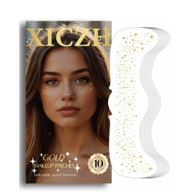 XICZH 글리터 주근깨 골드 임시 페이스 타투 스티커 여성용 바디 컨트리 콘서트 가수 페스티벌 레이브 [Green] XICZH Glitter Freckles Gold Temporary Face Tattoo Sticker for Women Body Country Concert Singer Festival Rave [Green]