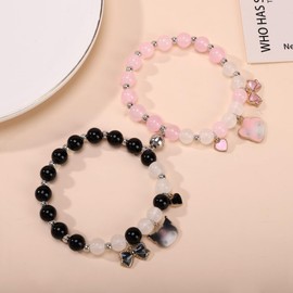 EXPHAIN Couples Bracelets For Him And Her Bf And Gf Relationship Bracelets For Couples Matching Best Friend Magnetic Bracelets Cute Kawaii Friendship Bracelet Gifts For Women Girls