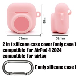 2 in 1 Case for Airpods 4 with Airtag Holder, Silicone GPS Tracker Cover with Keychain, Mint Green
