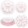 FYSUIMU Pink Bow Party Supplies Kit Serves 24 Cute Bow