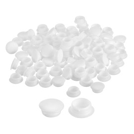 sourcing map 100Pcs Screw Hole Plugs, 12mm(15/32") Dia Plastic Snap in Locking Hole Covers Flush Type Caps for Furniture Cabinet Cupboard, White