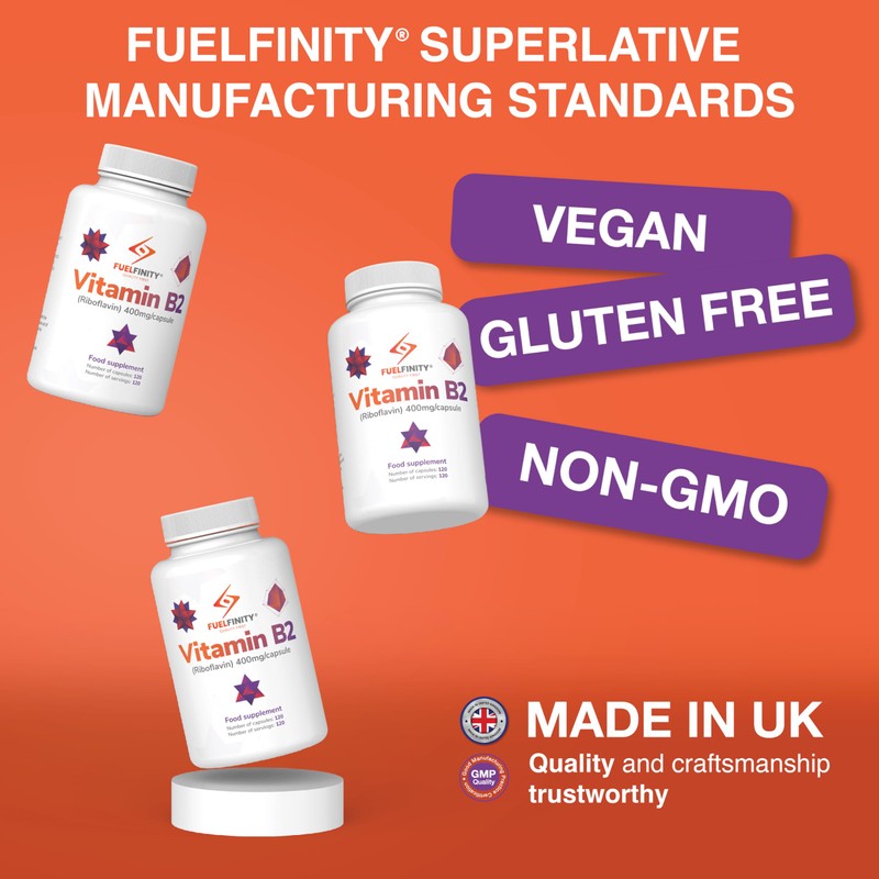 FuelFinity® - Premium Vitamin B2 Riboflavin 400mg per Capsule -