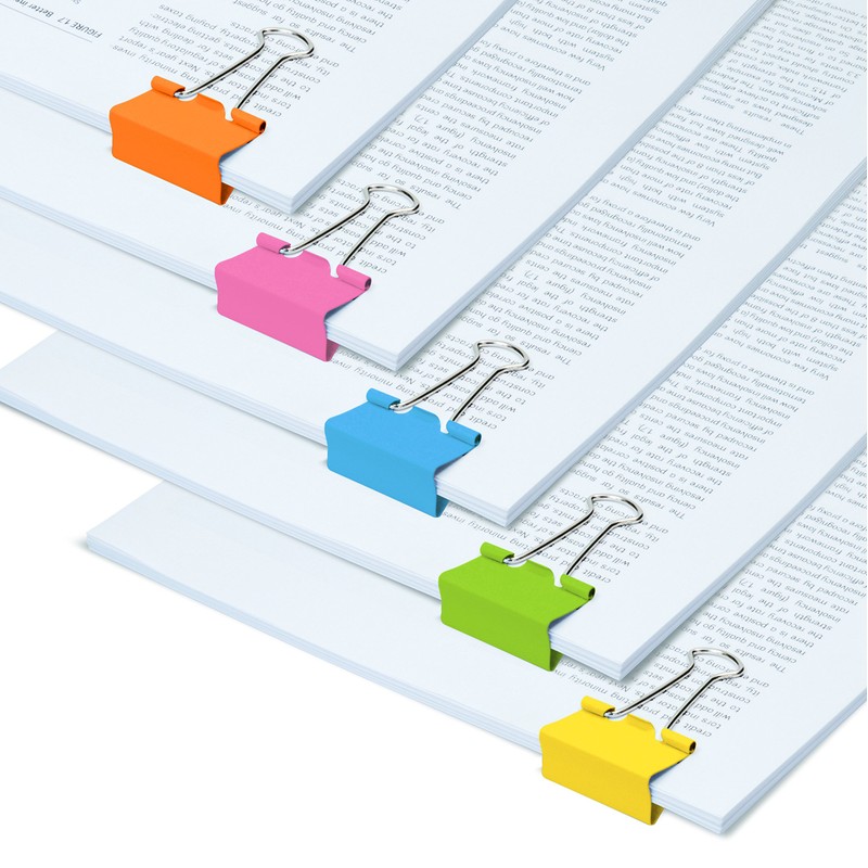 Rapesco FBC32COL 32 mm Foldback Clips, Assorted Colours, Pack of