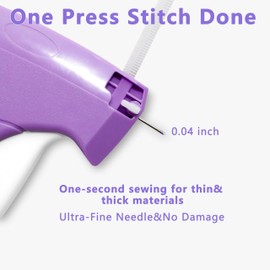 Epritliber Stitch Gun for Clothes,Tagging Gun for Clothing,Stitchy Micro Stitch for Clothes,Quick Clothing Fixer,Handheld Mini Stitch Sewing Gun: 6 Needle, 2000 Fasteners(Black+White) -Purple