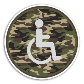 2 x 10cm Green Camo Disabled Vinyl Stickers - Mobility Badge Car Sticker #18142 (10cm Wide)