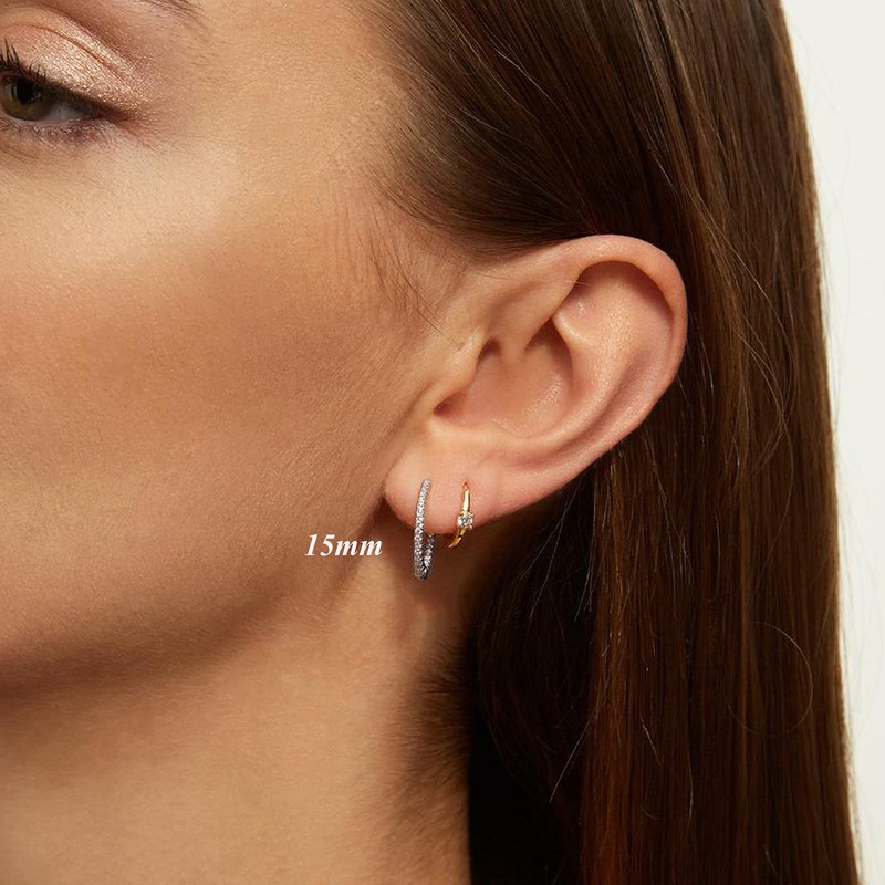 Women's Creole Earrings, 925 Silver Hoop Earrings with AAA Cubic