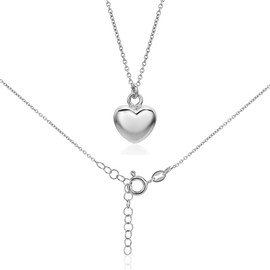 MIORE Jewellery Women's Necklace 925 Silver / Silver Chain 18 Carat Gold-Plated Chain with Heart Pendant, Necklace, Silver Heart Necklace with Heart Locket, Allergen-free and Handmade, Sterling Silver