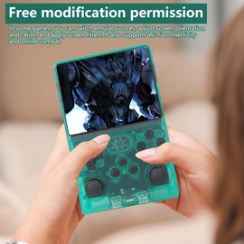 GRABOTE R40S PRO Handheld Game Console 3.5 inch IPS Screen Mini Retro Console Portable Pocket Arcade 45 Simulators 256G TF Card, Pre-Installed with 30000 Games- Green