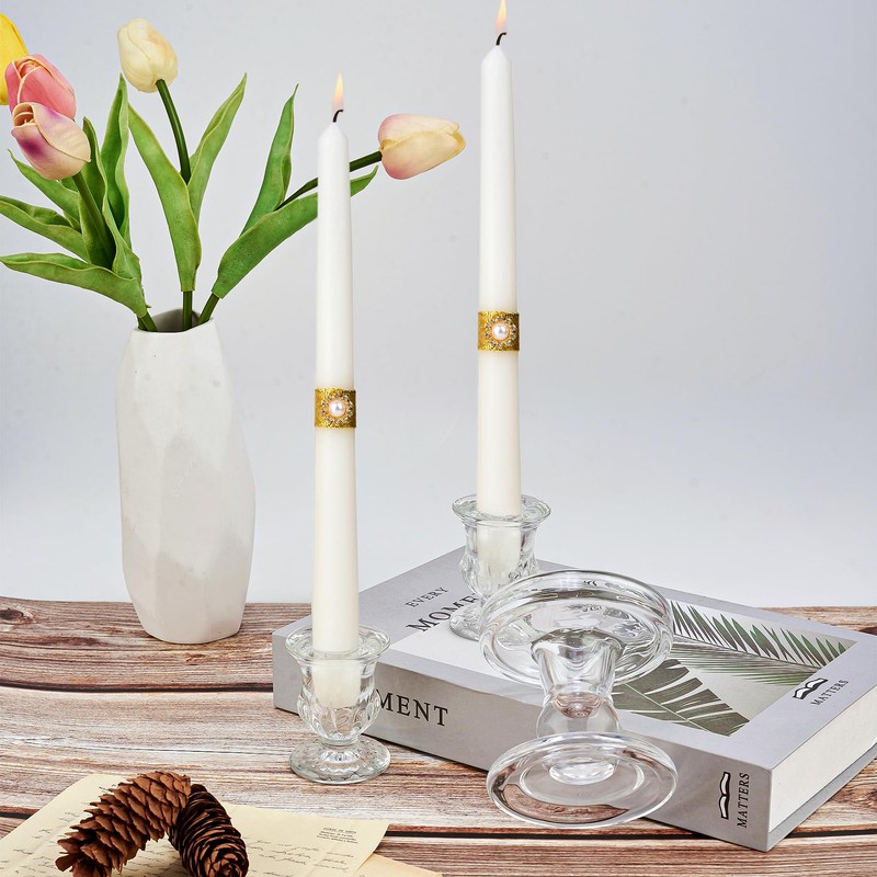 Unity Candles with Glass Candle Holder for Wedding Ceremony -