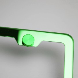 ITEZA LLC Green Screw Cap Set of 4 Lifetime Warranty Aluminum Car License Plate Frame Kit