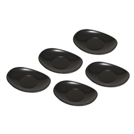 Lacquer 遊館 chionoecetes Painted Black 小判 茶托 5 Piece Set 34 – 116