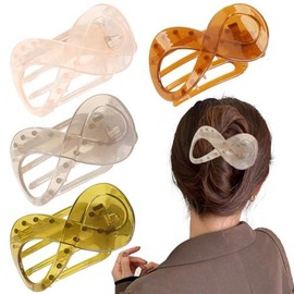 4 PCS French Concord Curved Hair Claws for Women  3.35 Inch Volume No Slip Grip Banana Clamps Strong Hold Styling Accessories - Color: C