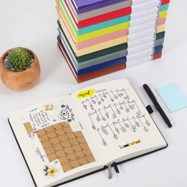BLUMOST Blank Paper Notebook - 280 Pages A5 Blank Journal Notebook with 100gsm Thick Blank Paper, Hardcover, PU Leather, 5.75'' × 8.38''-Black