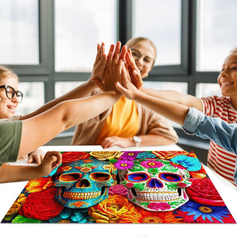 Puzzle 1000 Pieces Adult Puzzle Colourful Tile Game Colourful Flowers