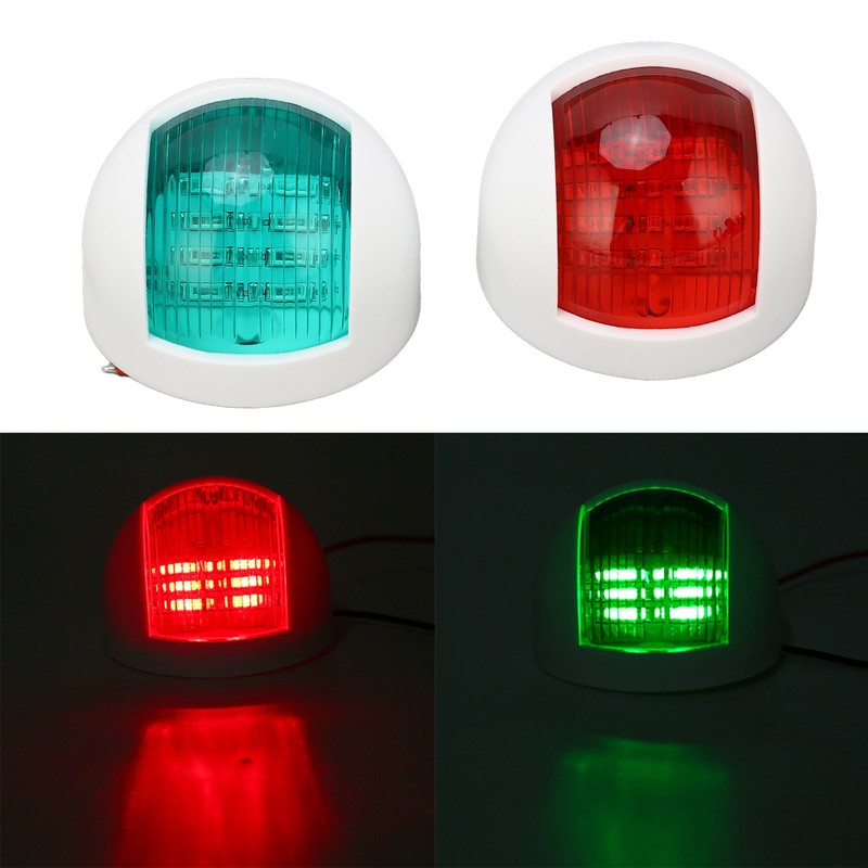 Pair of Rounded Waterproof Sidelight Signal Lamp Red + Green
