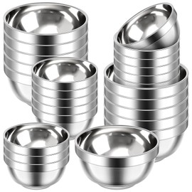 Mimorou 20 Pack 304 Stainless Steel Bowls Set 13oz 20oz Metal Double Walled Insulated Snack Mixing Lightweight Multipurpose Toddler Dinner Bowls for Ice Cream, Cereal, Snack