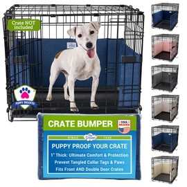 Pet Dreams Dog Crate Bumper - Comfy Liner & Dog Tail Protector for Inside Crate, Fits iCrate Cages 18, 24, 30, 36, 42, 48 Inches (Denim, Large, 36")