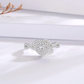 Teardrop Cremation Ring for Ashes 925 Sterling Silver Urn Keepake Rings Memorial Jewelry for Women (Heart(White), 7)