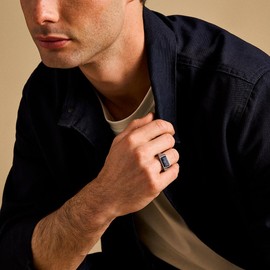 Fossil Men's All Stacked Up Stainless Steel Signet Ring, JF04726040, Stainless Steel, No Gemstone