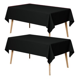 TRLYC Table Cloth - 54x80 Inch 2 Packs Black Rectangle Tablecloths Washable Polyester Table Cover for Wedding Parties Buffet Holiday Events Restaurants Kitchen Dinner Picnic