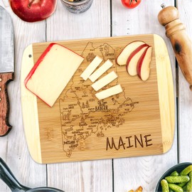 Totally Bamboo A Slice of Life Maine State Serving and Cutting Board, 11" x 8.75"