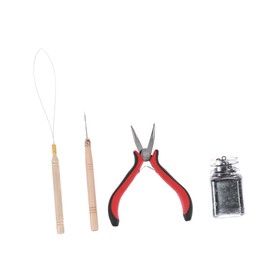 Gatuida 1Set Professional Hairdressing Kit Hair Extension Plier Pulling Needle Micro Rings Tool for Salon Home Use Speeds Up Installation Removal Essential Hair Extension