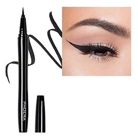 AQUAPURITY PHOERA® WATERPROOF LIQUID EYELINER PEN BROWN BLACK AND 4 MORE COLOURS SMUDGE PROOF EYE LINER LONG LASTING MAKEUP COSMETICS UK (104 BLACK SHIMMER)