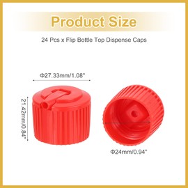 PATIKIL 24 Pcs 24/410 Flip Bottle Top Dispensing Caps, Plastic Squeeze Bottles Dispensing Cap Spout Flip Replacement Top for Shampoo Moisturizer, Red