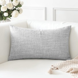Artscope Linen Cushion Covers Set of 1 Decorative Lumbar Pillowcase Pillow Cover 16x24 Inch for Home Decor Sofa Bedroom Car 40x60cm Light Grey
