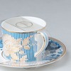 Gracie Bone China Blue Danube Breakfast Cups & Saucers, Set