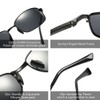 ZHILE Wrap Polarized Sunglasses Rectangular Metal Frame Classic Style Large
