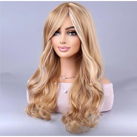 WIG -  LONG LIGHT BLONDE WAVY HAIR W. BANGS & LAYERS