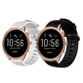 Compatible for Fossil Julianna Bands, YOUkei Replacement Accessories Soft Band Wristbands Straps with Stainless Steel Buckle for Fossil Julianna Hr Gen 5 Smartwatch (2 Pack-White+Black)