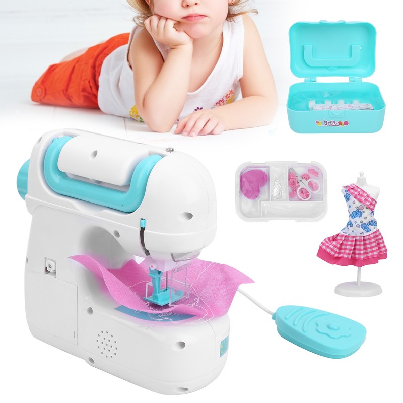 Kids Sewing Machine Toy Kit Portable W/Model Tape Scissor Threader