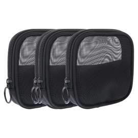 Pack of 2 mini cosmetic bag, make-up bag, small for handbag, wash bag, mesh, travel organiser, zip, toiletry bag, travel organiser, mesh make-up bag, storage bag, travel wash bag, black, does not have