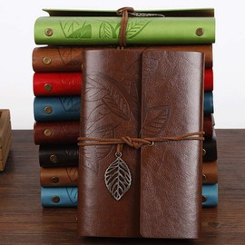 Powertool Notebook Loose Leaf Leather Cover Lined Wirebound Journal Writing Planner Organizer Retro Vintage Notebook (1 Piece, Light Brown)