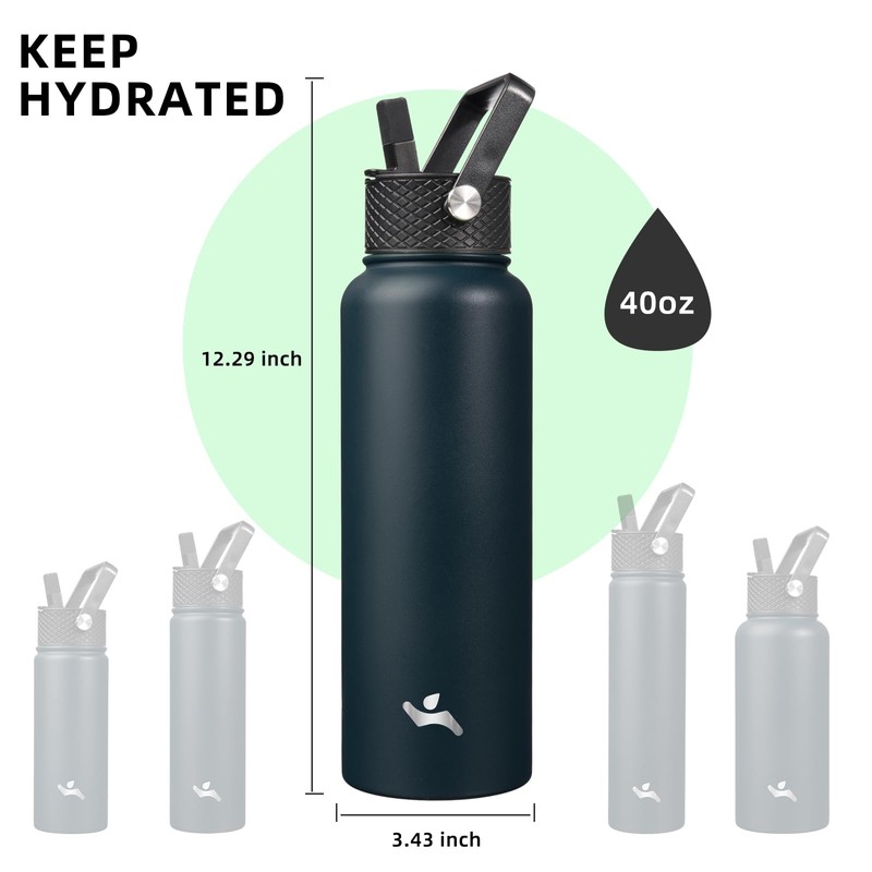 Konokyo 40oz Insulated Water Bottle Sport Stainless Steel Water Bottles
