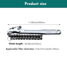Trasylph 12 Inch Chain Pipe Wrench - Heavy Duty Carbon Steel, Fits 2-1/2' to 6' Pipes and Filters, Adjustable Ratcheting Wrench for Universal Use