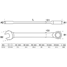 BGS 6713 Ratchet Ring Spanner Angled SW 13 mm