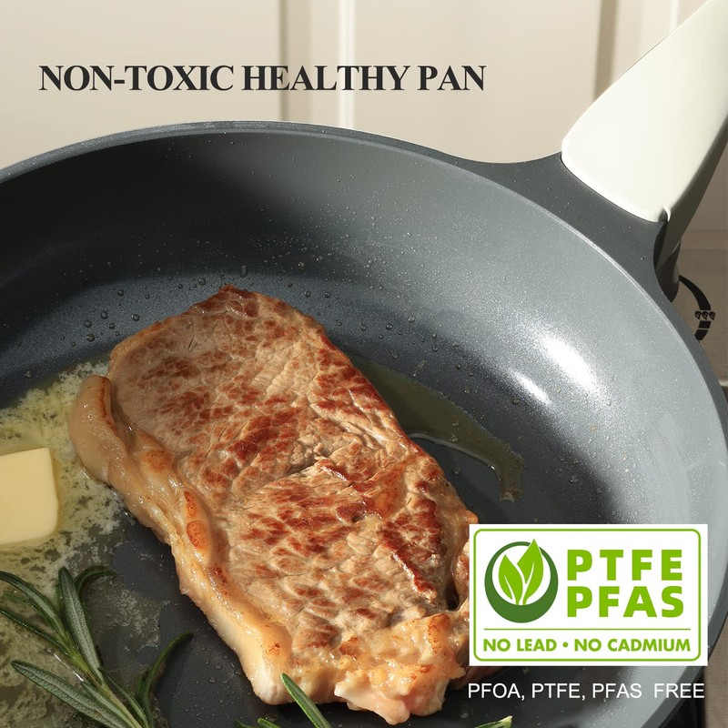 PRICUSIS Nonstick Ceramic Frying Pan Set, Non Toxic Nonstick Pan