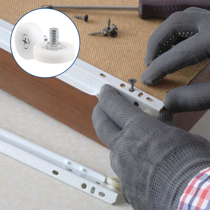 Litoexpe 0.98 Inch Drawer Slide Roller, 12 Pieces Drawer Replacement