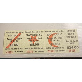 WOODSTOCK ORIGINAL RARE UNUSED 3-DAY CONCERT TICKET HENDRIX JOPLIN DEAD WHO 1969