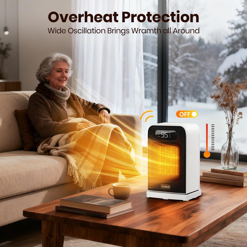 FLANUR Space Heaters for Indoor Use, 1500W Small Desk Heater